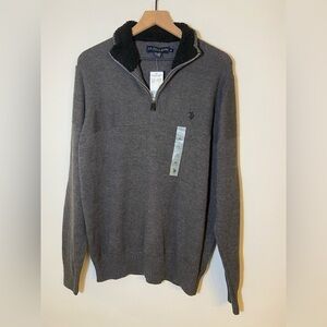U.s. polo ASSN Men's Gray Quarter-Zip Pullover Sweater Size M NWT New